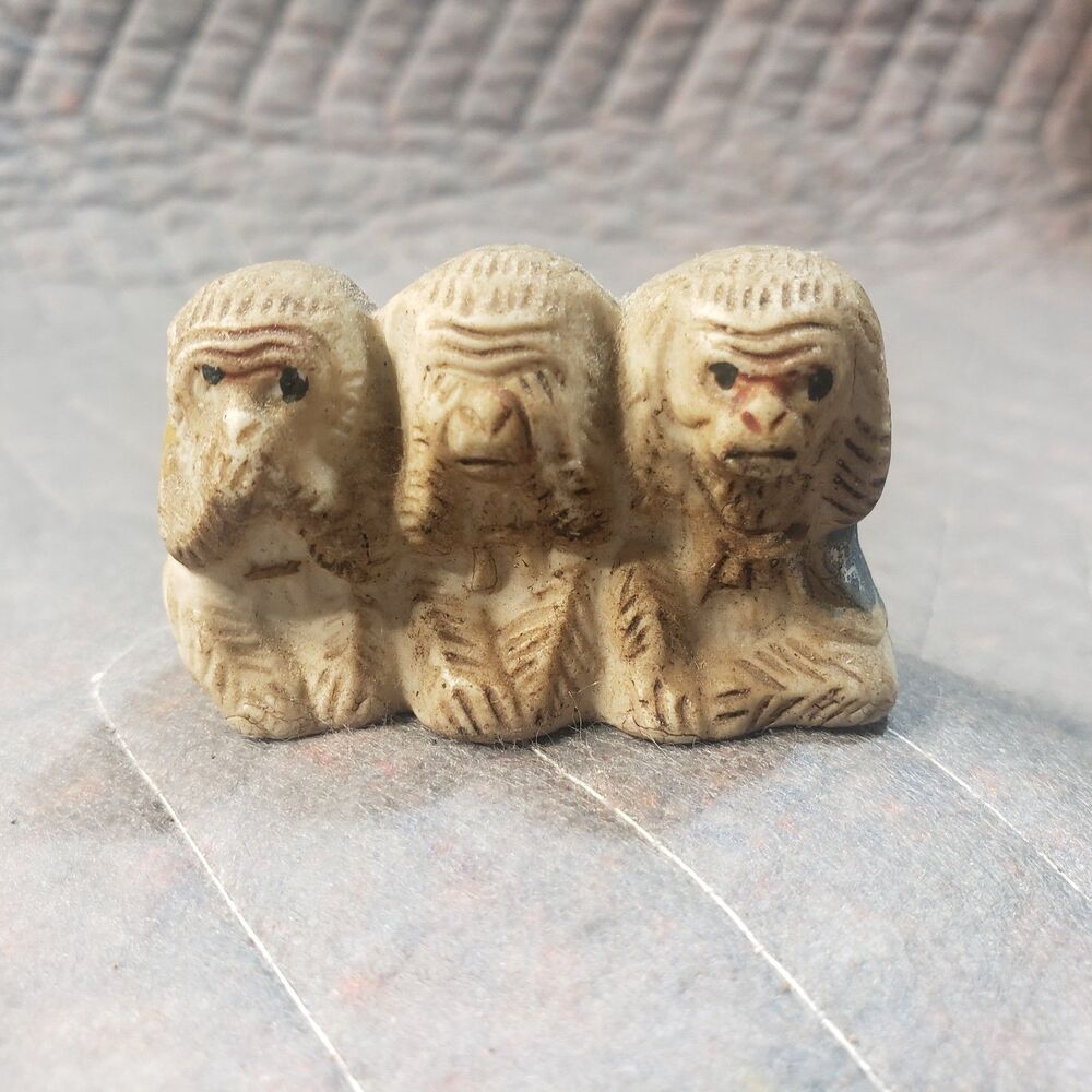 VTG Miniature See, Speak, Hear No Evil Monkeys Figurine – Made in Japan – 2.5"